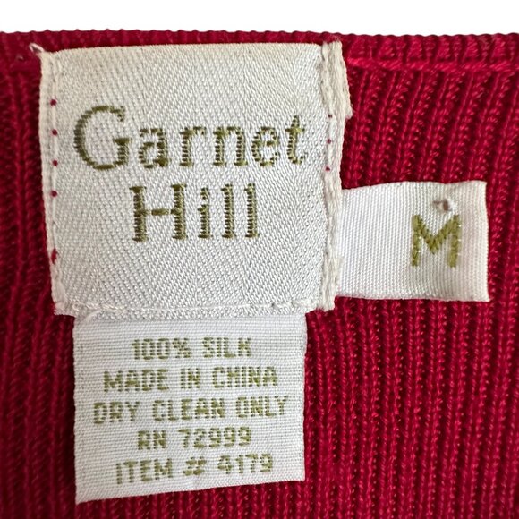 Garnet Hill silk cranberry cardigan pearly buttons Size M - Picture 4 of 6